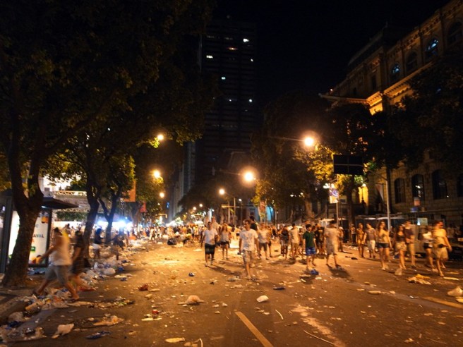 street fill with rubbish