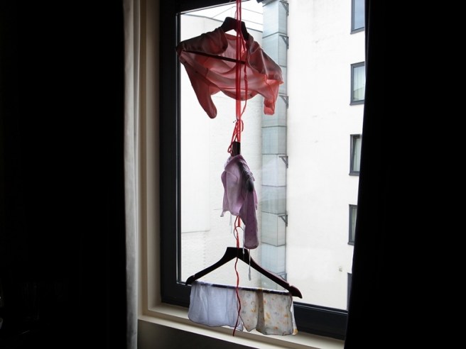 帶了一條尼龍繩用來曬乾衣服